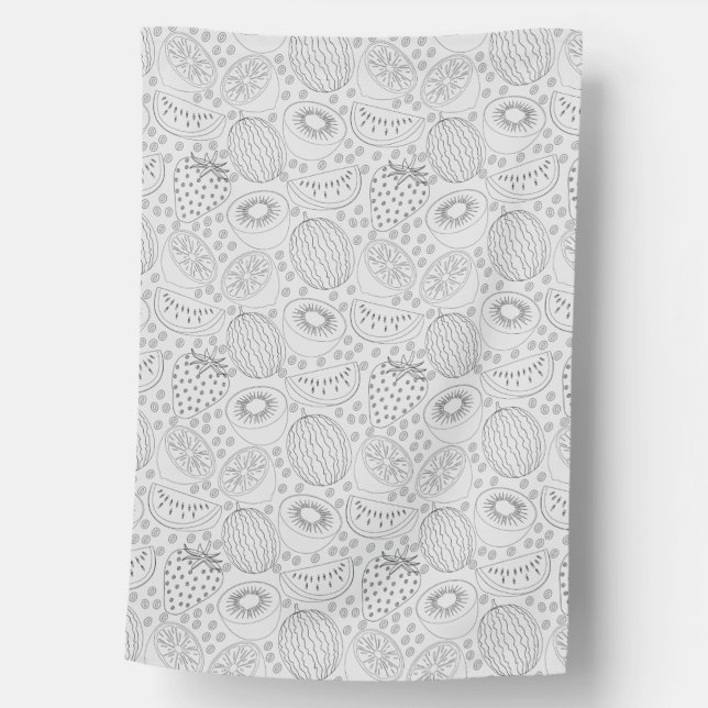 Tropical fruit seamless pattern black and white house flag (Front)