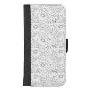 Tropical fruit seamless pattern black and white iPhone 8/7 plus wallet case
