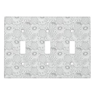 Tropical fruit seamless pattern black and white light switch cover