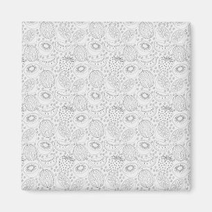 Tropical fruit seamless pattern black and white magnet
