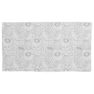 Tropical fruit seamless pattern black and white pillow case