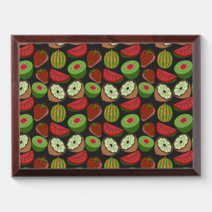 Tropical fruit seamless pattern colorful award plaque