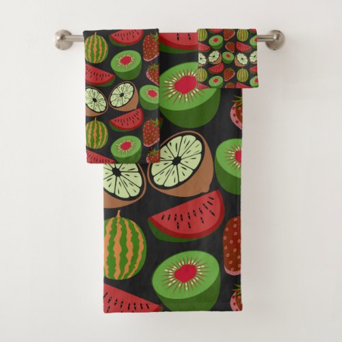 Tropical fruit seamless pattern colorful bath towel set