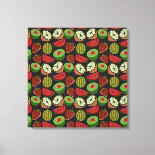 Tropical fruit seamless pattern colorful canvas print
