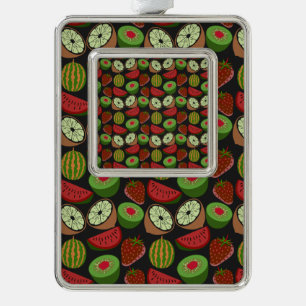 Tropical fruit seamless pattern colorful christmas ornament