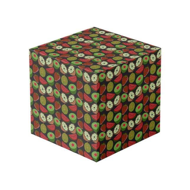Tropical fruit seamless pattern colorful cube (Front Angled)