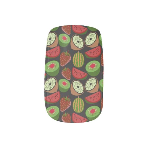 Tropical fruit seamless pattern colorful minx nail art