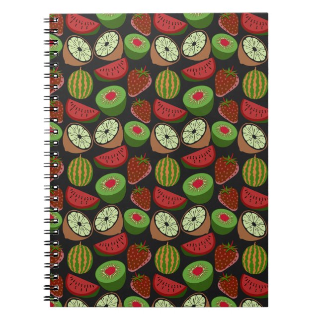 Tropical fruit seamless pattern colorful notebook (Front)