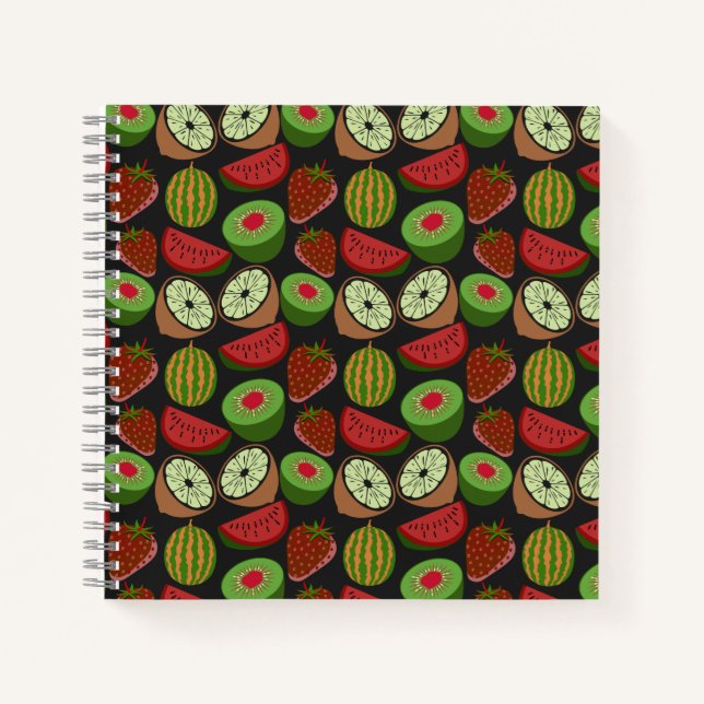 Tropical fruit seamless pattern colorful notebook (Front)