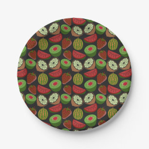 Tropical fruit seamless pattern colorful paper plates
