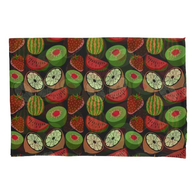 Tropical fruit seamless pattern colorful pillow case (Front-Left)