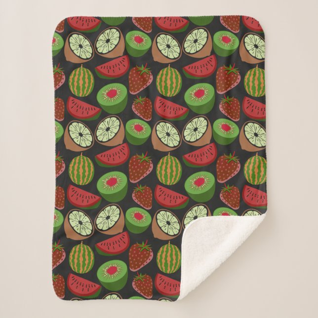 Tropical fruit seamless pattern colorful sherpa blanket (Front)