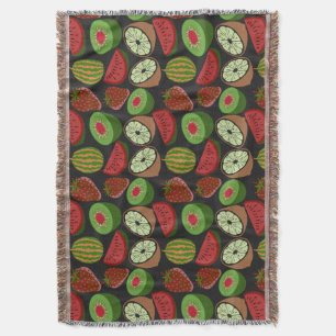Tropical fruit seamless pattern colorful throw blanket