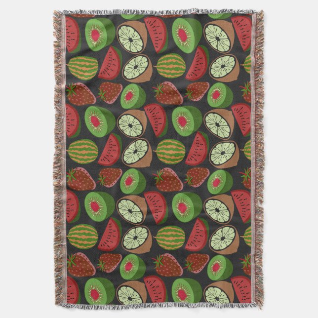 Tropical fruit seamless pattern colorful throw blanket (Front Vertical)