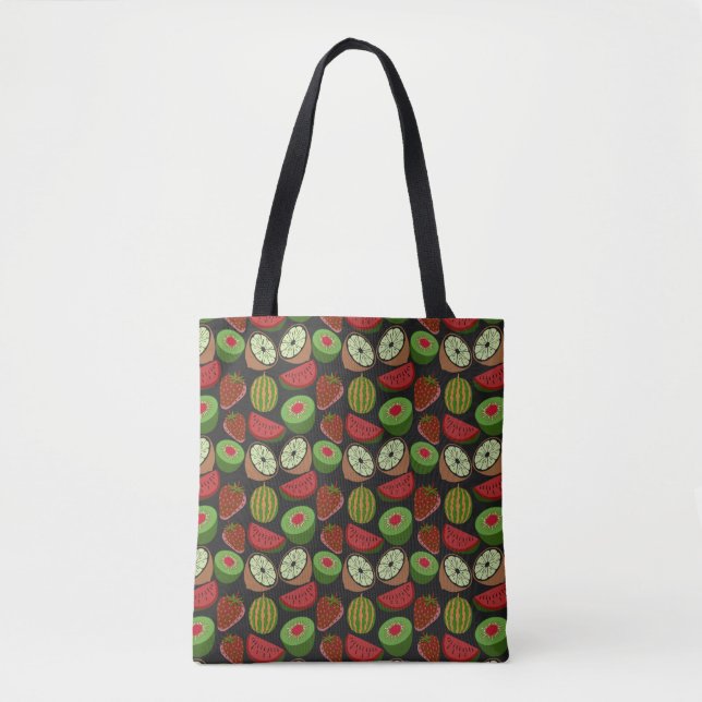Tropical fruit seamless pattern colorful tote bag (Front)