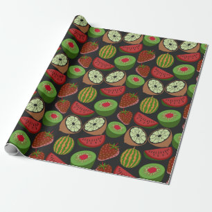 Tropical fruit seamless pattern colorful wrapping paper