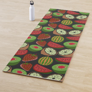 Tropical fruit seamless pattern colorful yoga mat