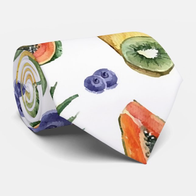 Tropical fruit seamless pattern  neck tie (Rolled)