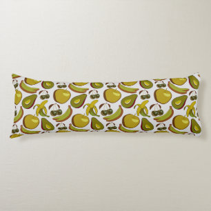 Tropical fruit seamless pattern yellow and white body pillow
