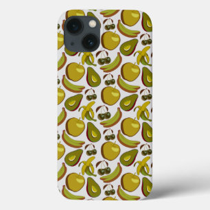 Tropical fruit seamless pattern yellow and white iPhone 13 case