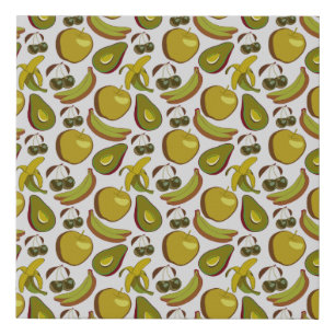 Tropical fruit seamless pattern yellow and white faux canvas print