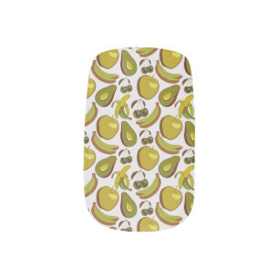 Tropical fruit seamless pattern yellow and white minx nail art