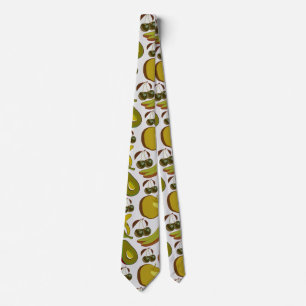 Tropical fruit seamless pattern yellow and white neck tie