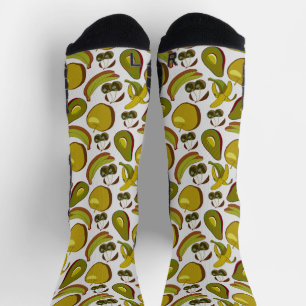 Tropical fruit seamless pattern yellow and white w socks