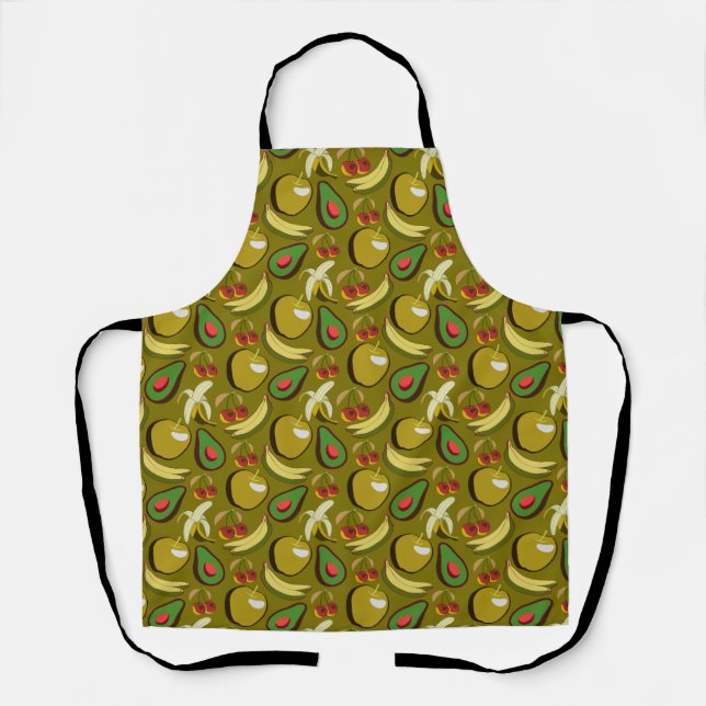 Tropical fruit seamless pattern yellow apron (Front)