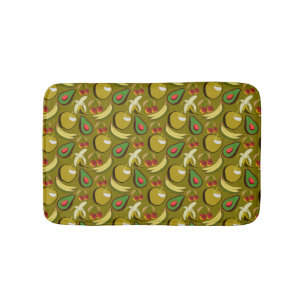 Tropical fruit seamless pattern yellow bath mat