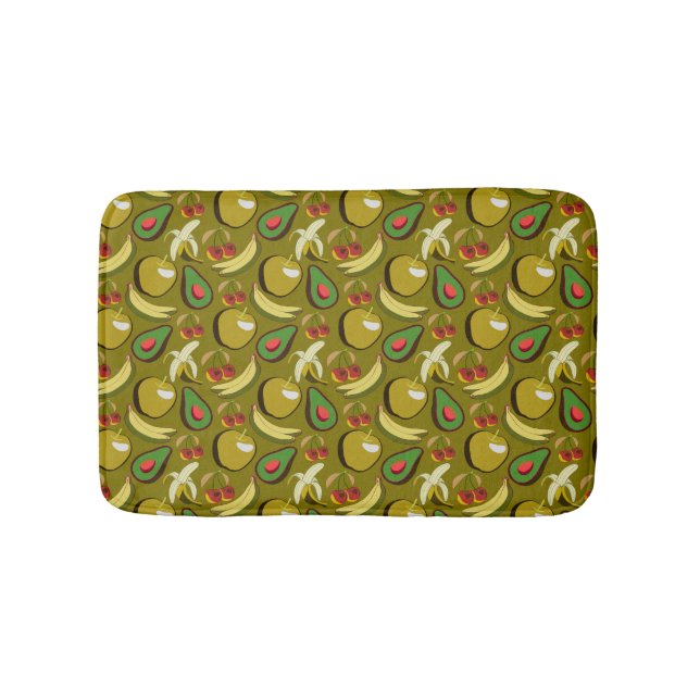Tropical fruit seamless pattern yellow bath mat (Front)