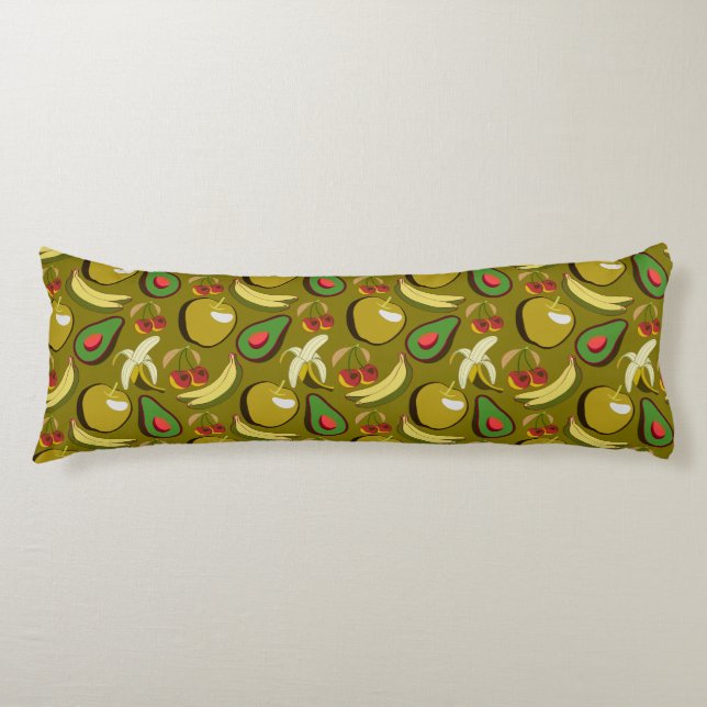 Tropical fruit seamless pattern yellow body pillow (Front)
