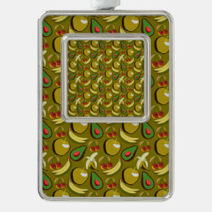 Tropical fruit seamless pattern yellow christmas ornament