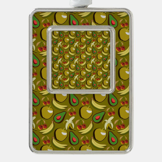 Tropical fruit seamless pattern yellow christmas ornament (Front)