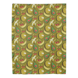 Tropical fruit seamless pattern yellow duvet cover