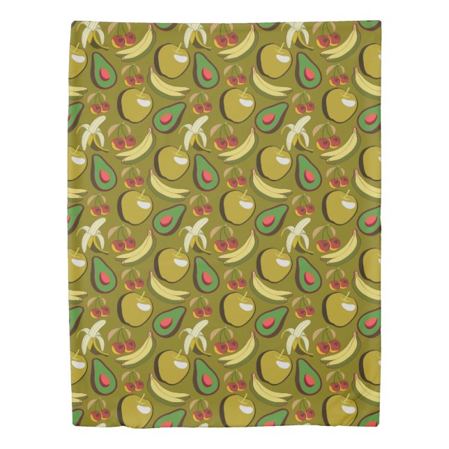 Tropical fruit seamless pattern yellow duvet cover (Front)
