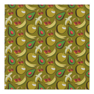Tropical fruit seamless pattern yellow faux canvas print