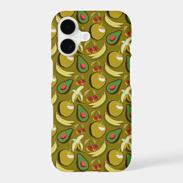 Tropical fruit seamless pattern yellow iphone case (Back)