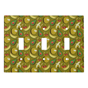 Tropical fruit seamless pattern yellow light switch cover