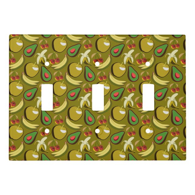 Tropical fruit seamless pattern yellow light switch cover (Front)