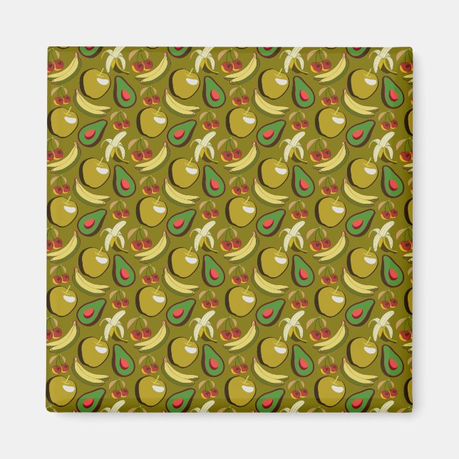 Tropical fruit seamless pattern yellow magnet (Front)