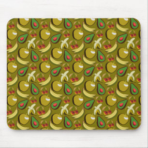 Tropical fruit seamless pattern yellow mouse pad