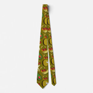 Tropical fruit seamless pattern yellow neck tie