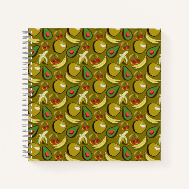 Tropical fruit seamless pattern yellow notebook (Front)