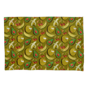 Tropical fruit seamless pattern yellow pillow case