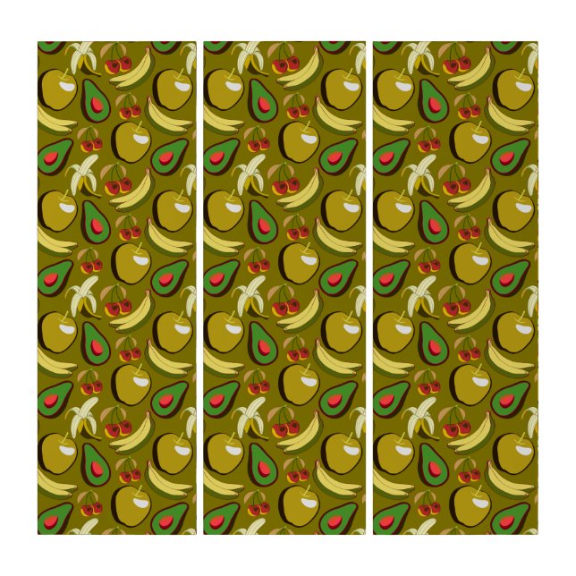Tropical fruit seamless pattern yellow triptych (Front)