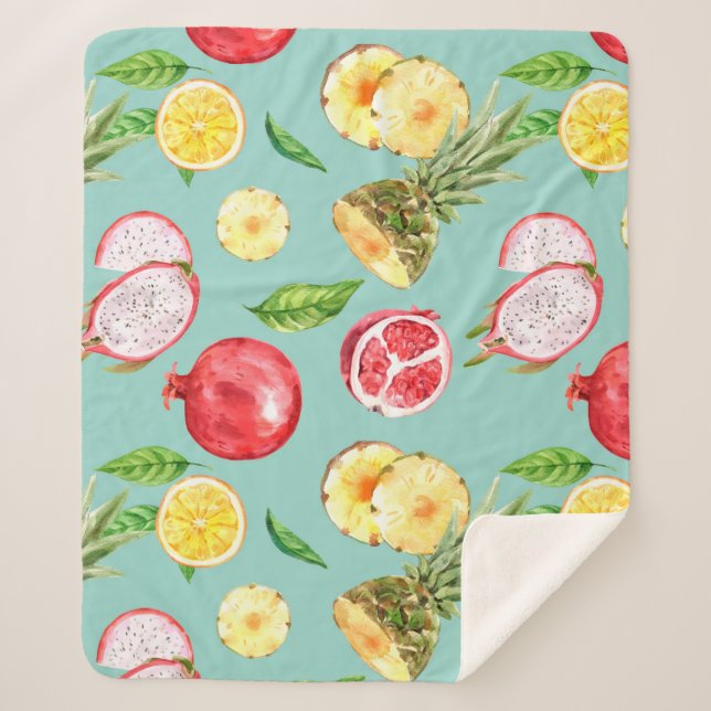 Tropical Fruit Sherpa Blanket (Front)