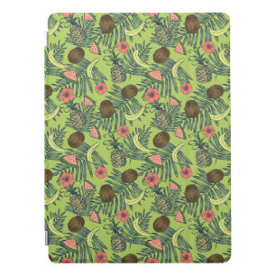 Tropical Fruit Sketch on Green Pattern iPad Pro Cover