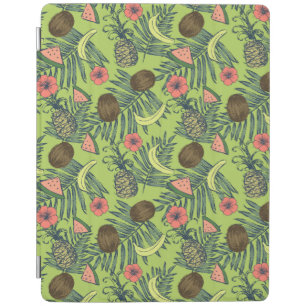 Tropical Fruit Sketch on Green Pattern iPad Smart Cover