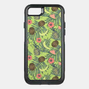 Tropical Fruit Sketch on Green Pattern OtterBox Commuter iPhone SE/8/7 Case